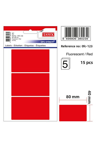 Tanex Etichetă de birou Ofc-123 Flo Red