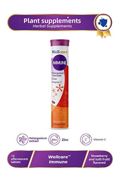 Wellcare مناعة المناعة 15 قرصًا فوارًا