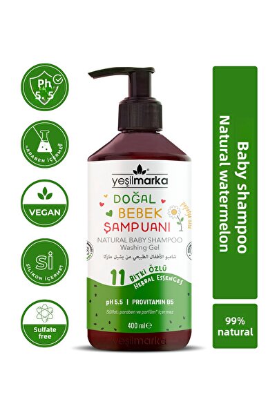 yeşilmarka Natural Baby Shampoo - Watermelon - Organic Non-Stinging - for Babies