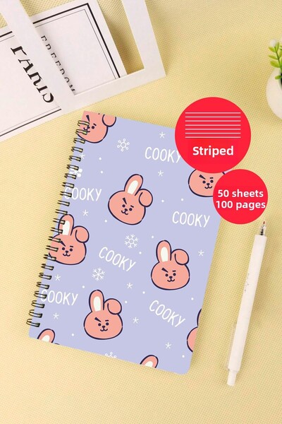 Anime Marketi Bt21 Cooky Designed A5 Spiral School Notebook 50 Sheets 100 Pages - Ruled