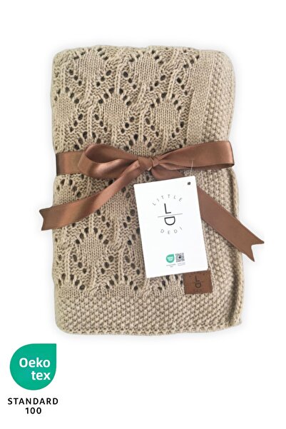 Next Baby Little Dedi Mila Elegant Knitted Motif Baby and Child Blanket, Baby Blanket Beige 80 X 100 cm