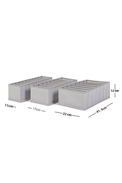 Ocean Home Textile Set de 3 sertare gri pentru dulap în interiorul tipului acordeon Organizator pliabil pentru rufe