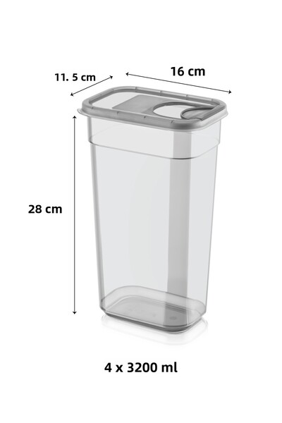 Meleni Home 4-Piece Vega Tablet Detergent Storage Container with Sliding Lid - Labeled Rectangular Storage Box 4x3.2 Lt