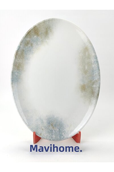 Kütahya Porselen 32 cm Blue Patterned Oval Boat Plate - Single Pack