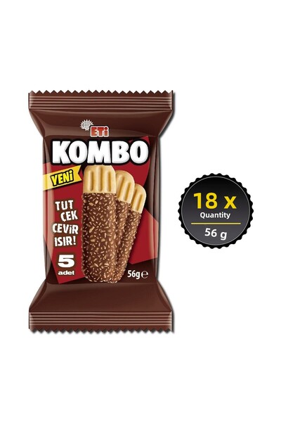 Eti بسكويت كومبو مغطى بجوز الهند والشوكولاتة - 56 جم × 18 قطعة