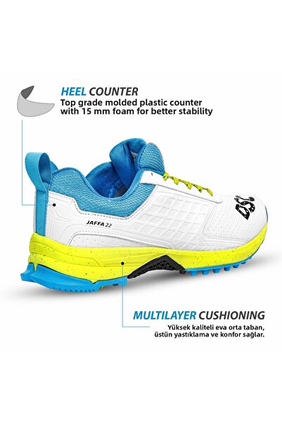 DSC Jaffa 22 Cricket Shoes for Men and Boys UK-9 White/Lime-Yellow