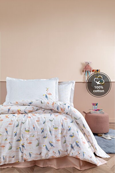 Yataş Mini Nuala Single Ranforce 100% Cotton Duvet Cover Set - Powder