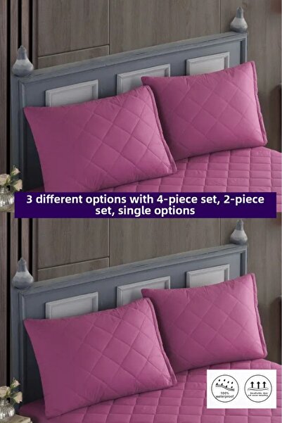 sevilya 4 Pieces 100% Cotton Quilted Zippered Liquid Proof Colorful Pillow Cover Pillow Protector