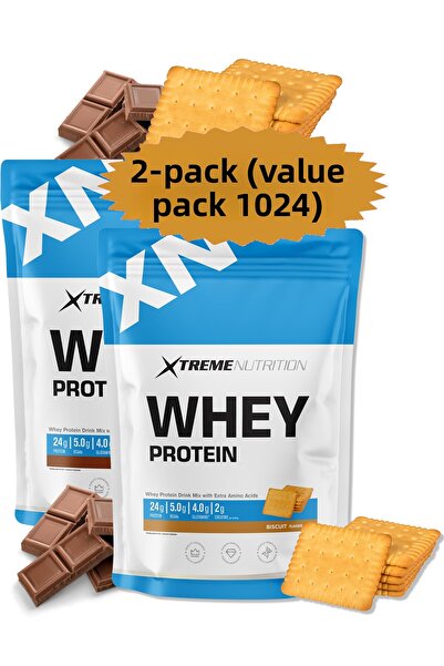 Xtreme Nutrition Whey Protein Powder -512Gx2Pcs=1024G Biscuits+Chocolate 32 Serve (5g Bcaa +4G Glutamin +2G Creatine)