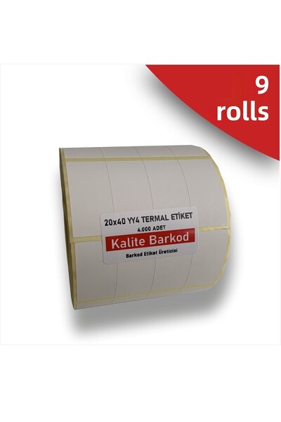 Kalite Barkod ملصقات حرارية مقاس 20 × 40 جنبًا إلى جنب مكونة من 4 قطع| 6 لفات من ملصقات الباركود|
