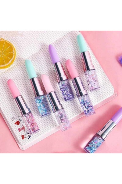 Techno Center مجموعة أقلام حبر جاف بتصميم أحمر الشفاه المزخرف مكونة من قطعتين...