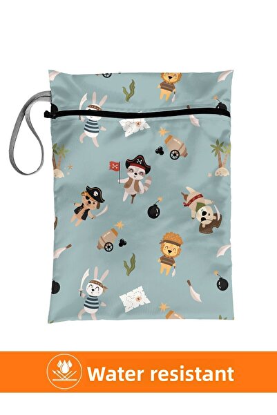 Bunnybons أرض القراصنة - حقيبة غسيل للملابس المتسخة الرطبة/الجافة، والملابس ا...