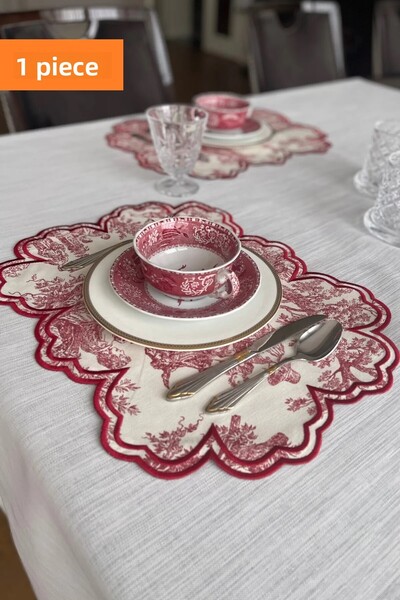 QBR Home Vintage American Service. Red Patterned Model (1 Piece)