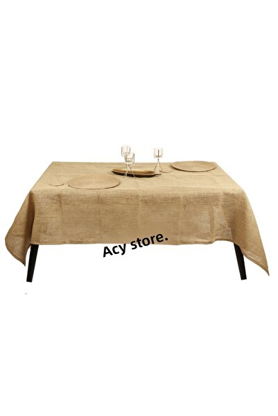 ACY STORE Jute Tablecloth 150 X 300 cm Size Straw Fabric Plain Model 1 Piece