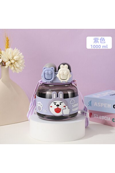 Livava وعاء شرب للأرانب، مع شفاطة وحزام تعليق، 17×12 - بنفسجي