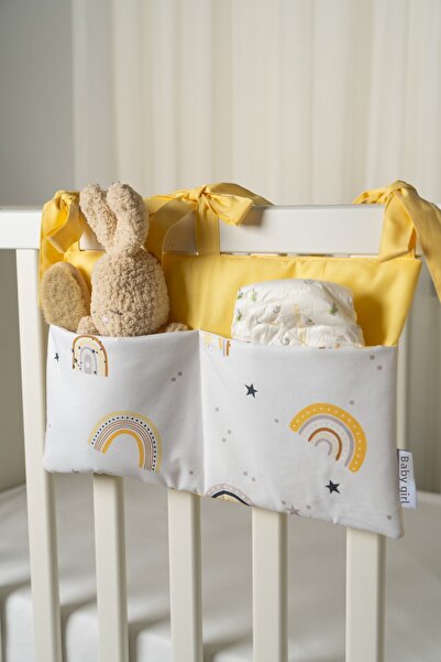 BABYNENA 2 Pockets and 24x40 Cm Rainbow Patterned Crib Side Organizer