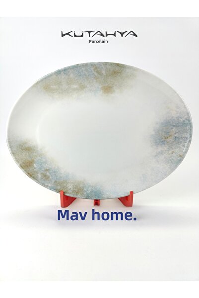 Kütahya Porselen 32 cm Blue Patterned Oval Boat Plate - Single Pack