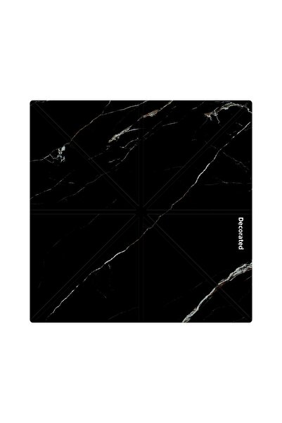 Decorita Pizza Cut Channel Square Presentation Glass | Black Marble | 36cm X 36cm