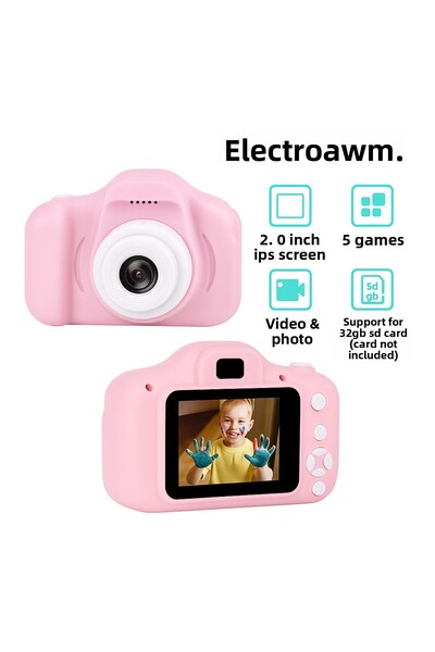 electroawm هدية كاميرا كارتون ميني اتش دي الرقمية للصور باللون الوردي