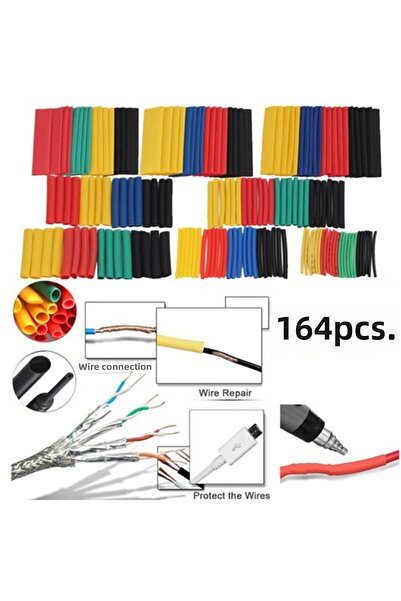 MeyZone مجموعة أنابيب الانكماش الحراري ذات 8 أحجام - 164 قطعة من الكابلات الق...