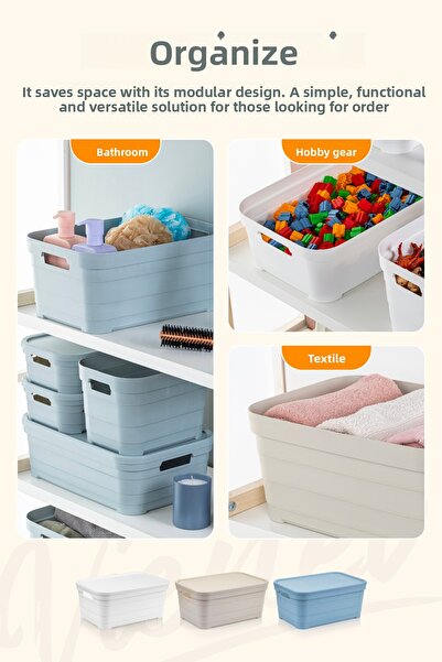 Vienev Cutie de depozitare de 10,8 litri cu 6 capac alb