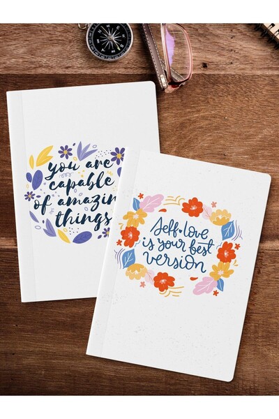 Postifull Set de caiete necăptușite, 2 caiete cu model motivațional, blocnotes, caiet de memorie, 64 de pagini