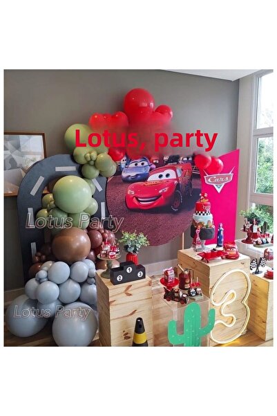 LOTUS PARTY 100 قطعة - مجموعة سلسلة بالونات بتصميم لايتنينج ماكوين (أحمر - رم...