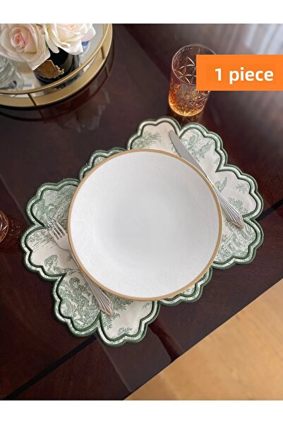 QBR Home خدمة أمريكية عتيقة. منقوشة باللون الأخضر (قطعة واحدة)