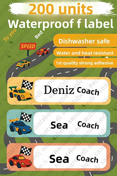 sanatıbedi 200 قطعة من ملصقات المدرسة المقاومة للماء - ملصق سيارة سباق قابل ل...
