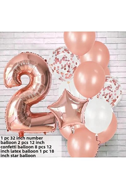 DÜVENCİ TİCARET Rose Gold Age Balloon Set-1-2-3-4-5-6-7-8-9
