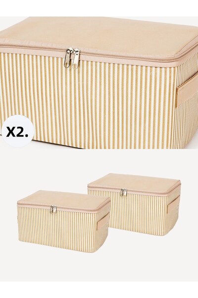 NACAREV منظم حقيبة صغيرة مخططة باللون الكريمي تحت القاعدة - حقيبة سفر 30x20x1...