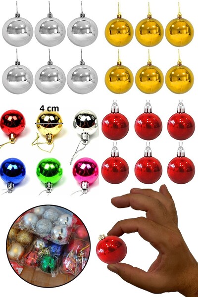 Parti dolabı Set de 24 de bile de decorare pentru brad de Crăciun de 4 cm (6 ...