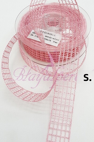 Hayalperest boncuk Светлорозова мрежеста панделка 2,5 см