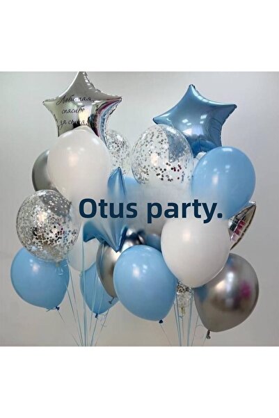 LOTUS PARTY مجموعة بالونات تحت عنوان يوم خاص (أبيض - شفاف - أزرق - كروم فضي ب...