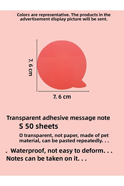 EZOSHOP Transparent Colored Postit Sticky Post-it Note Paper Message Note 10