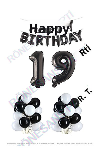 Generic Brand Happy Birthday Black Color Foil Balloon Latex Balloon and Foil ...