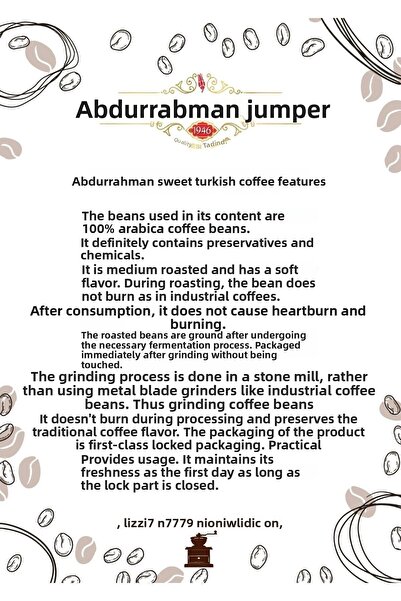 Abdurrahman Tatlıcı 100 g Turkish Traditional Coffee - 4 Pieces