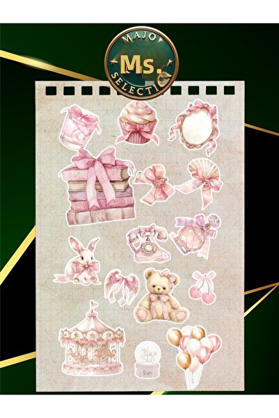 Major Selection Pink Vintage Sticker Set 5'Li Suitable for Agenda Planner