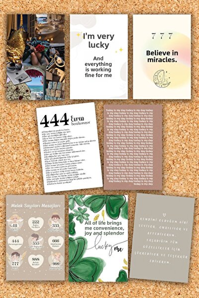 Pankart Evi 8 bucăți Motivațional 777 Manifest Motto Board Card Set - Vision - Wishing Board