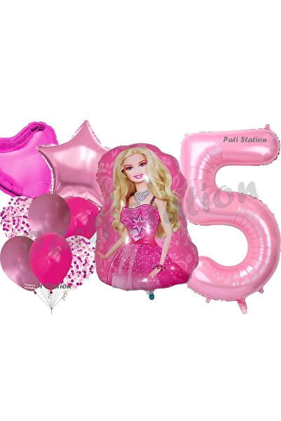 Parti Station Barbie 5 Year Old Balloon Set Barbie Concept Party Barbie Pink ...