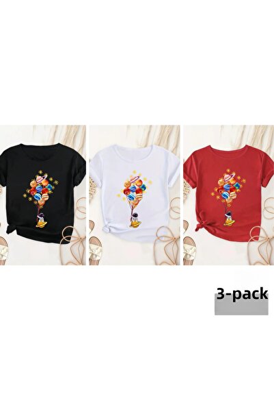 DAXİS Sportwear Company Set of 3 Printed Crew NecK T-shirts for Girls/boys