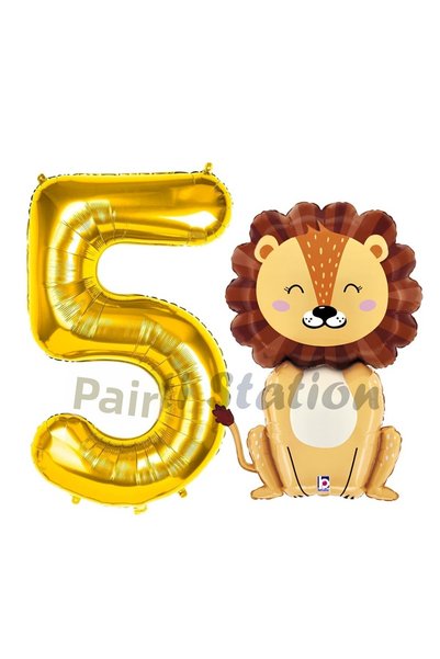 Parti Station Lion Balloon 5 Year Old Balloon Set Safari Concept Lion Balloon...