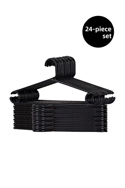 Ecolux 24 Pieces Black Plastic Clothes Hangers Set of 24