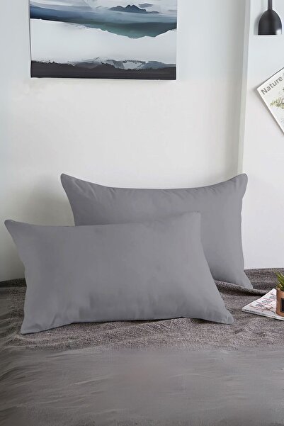 Salvia Dione Set of 2 Dark Gray Cotton Pillowcases - 50X70