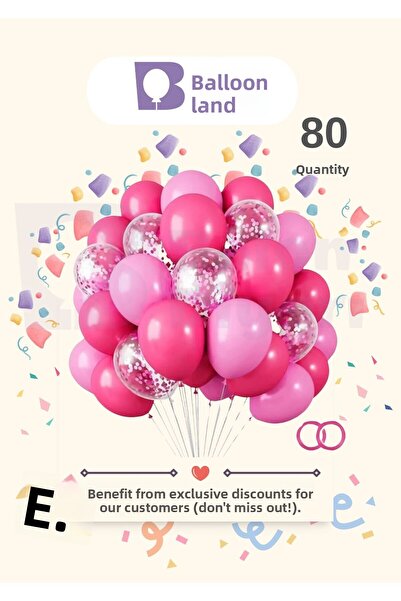 BALON DİYARI 80 قطعة فوشيا - مجموعة بالونات ذات جودة عالية مع قصاصات وردية شفافة