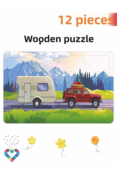 esatoys 12 Piece Wooden Children's Puzzle