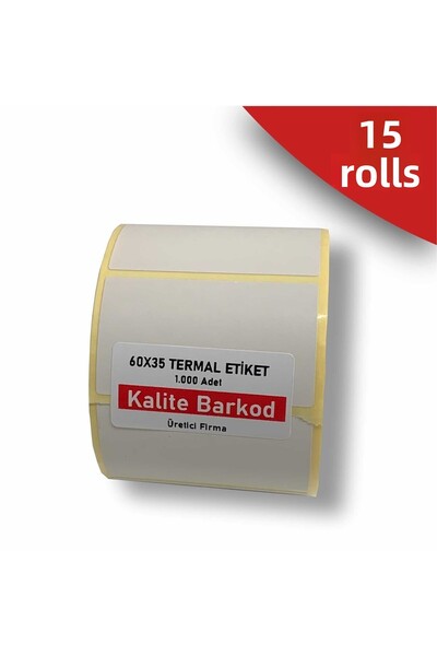 Kalite Barkod ملصق حراري 60x35| 15 لفة من ملصقات الباركود