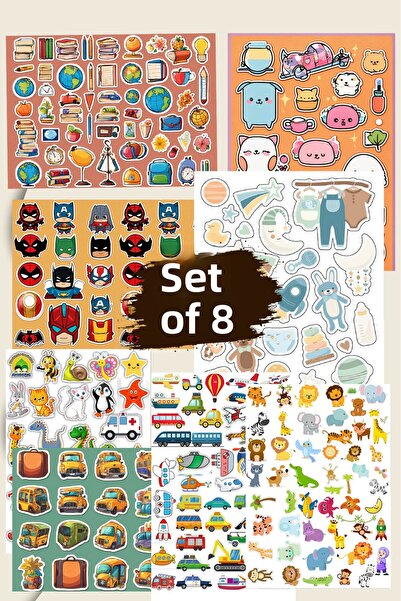 LiyaCraft Σετ παιδικών αυτοκόλλητων 8 σελίδων