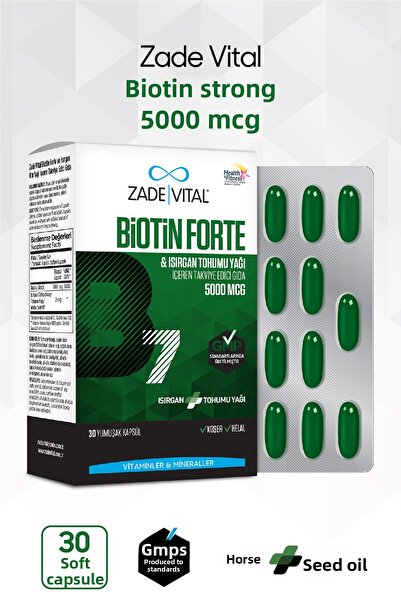 Zade Vital Biotin Forte 5000 Mg 30 Soft Capsules