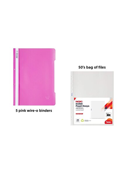 KarmaOfis Pink Ring Binder Set 1 (5 Pink Ring Binders + 50 Bag Binders)